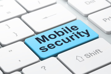 Safety concept: Mobile Security on computer keyboard background