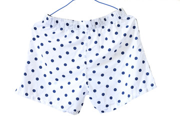 boxer short with polka dots isolated in white