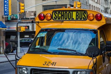 A yellow school bus in New York