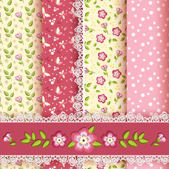 Set floral seamless for scrapbook.