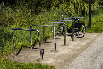 black bicycle on site for bicycles