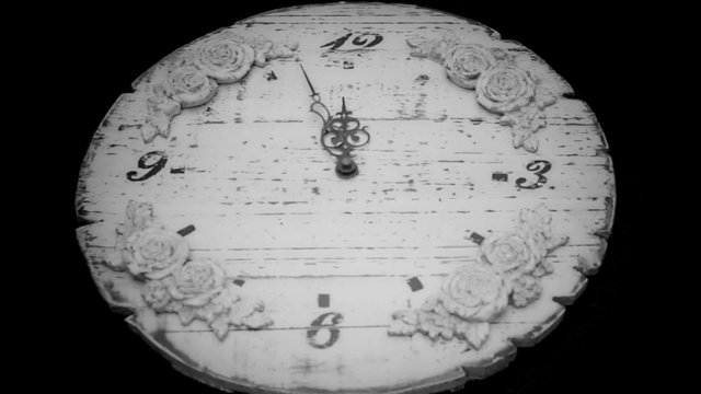 Clock midnight timelapse black white