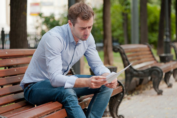 Man relaxing in the public garden