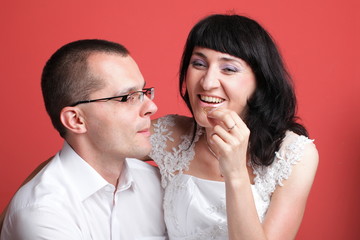 Happy smiling bride and groom