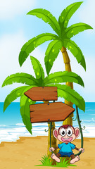 A monkey swinging near the arrowboard