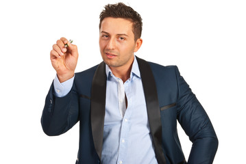 Executive man writing