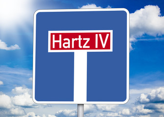 Sackgassenschild mit Hartz IV