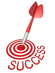 Dart Arrow In center of Target and Success Word