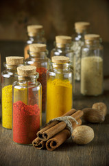 Spices in bottles