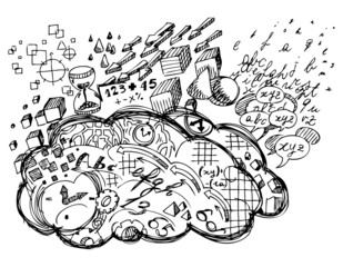 Black and white brain left hemisphere