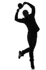 silhouette of male dancer isolated on white