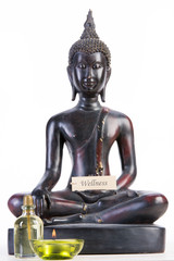 Buddha mit Wellnessschild