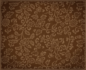 Vintage brown floral background, leather texture