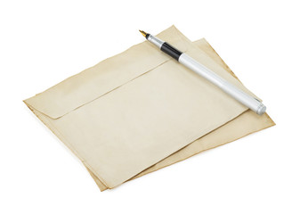 old retro envelope on white