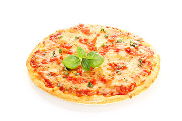 Pizza Margherita isolated on white background