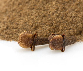 clove spices on white background