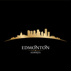 Edmonton Alberta Canada city skyline silhouette black background