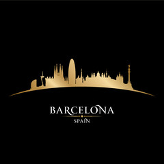 Obraz premium Barcelona Hiszpania panoramę miasta sylwetka czarne tło