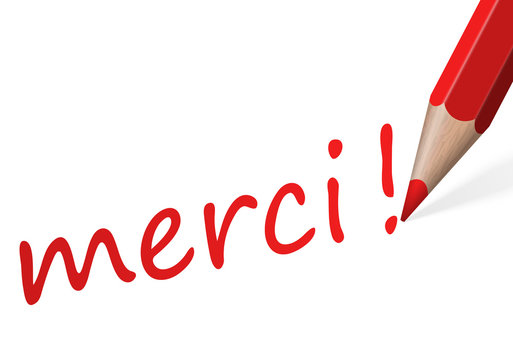 Stift mit Text " merci! "