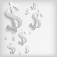 White dollar symbols  on a white background