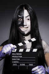 Scary monster with movie board