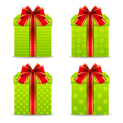 Set of green gift boxes