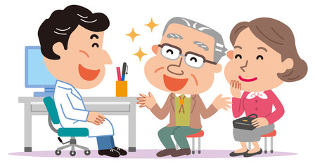 医師　高齢者　おじいさん　付き添い