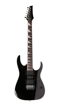 Full size black electric guitar