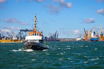 Tugs vessel in the port of Gdynia, Poland.