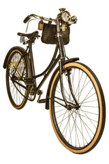 Fototapeta na wymiar XIX w. w stylu vintage na białym rowerze