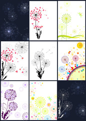 Abstract banners with dandelions
