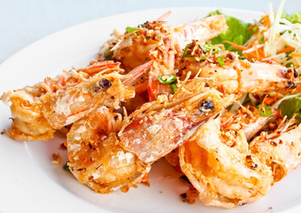 Thai food, fried prawns with chili