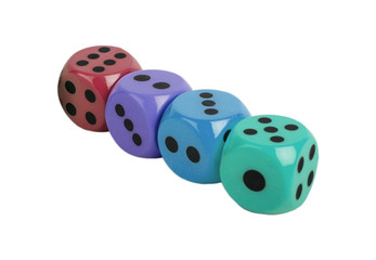 Colorful dices on white background