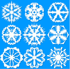 Set of snowflakes, vector illustration.