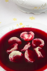 Red borsch with uszka, traditional Christmas Eve dish