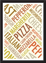 a4 pizza background on a black frame