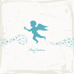 Angel Holding Star & Stars Beige/Retro Scratches