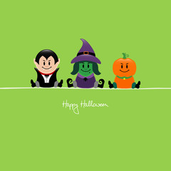 Halloween Vampire, Witch & Pumpkin Green