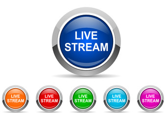 live stream icon vector set