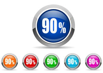 90 percent icon vector set