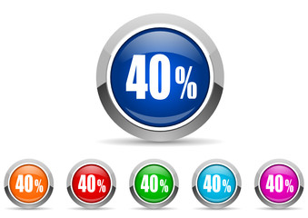 40 percent icon vector set