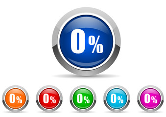0 percent icon vector set