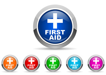 first aid icon vector set
