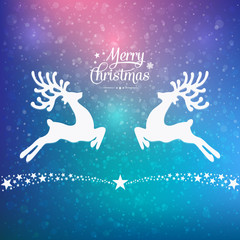 merry christmas reindeer colorful winter background