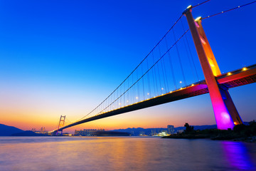 Fototapeta na wymiar Sunset at Tsing Ma Bridge