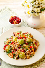 Warm buckwheat salad with roasted brussel sprouts