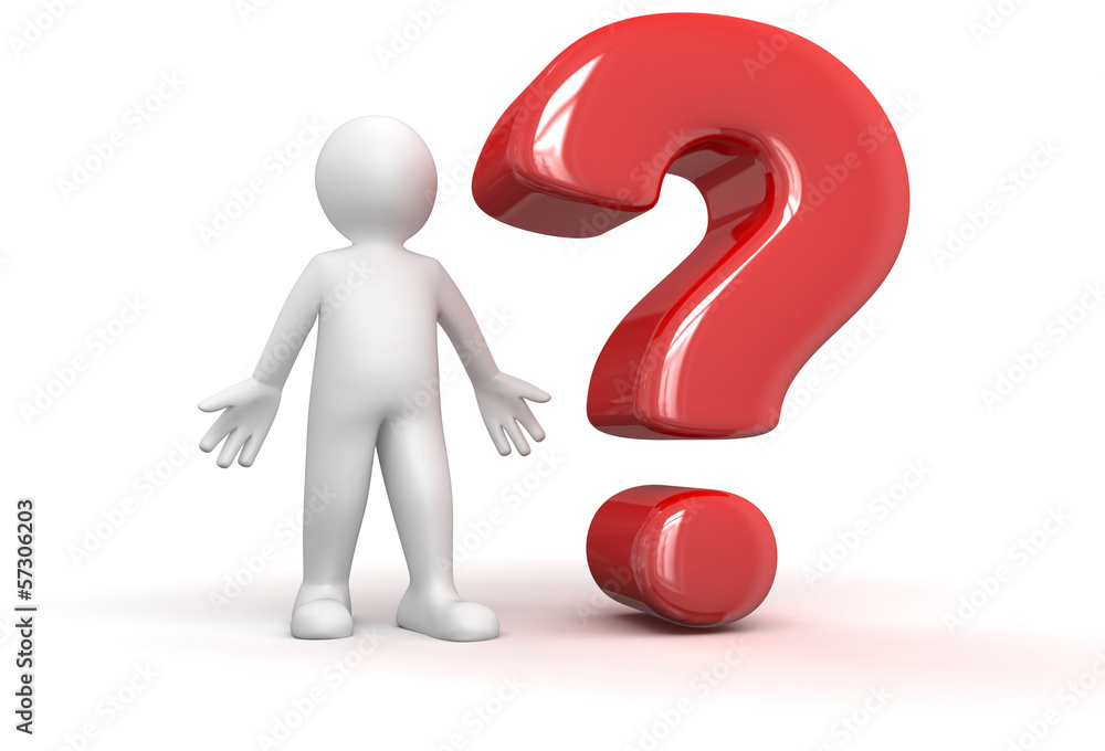 Poster man and question (clipping path included)