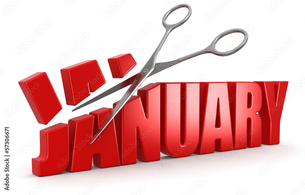 Poster scissors and january (clipping path included)