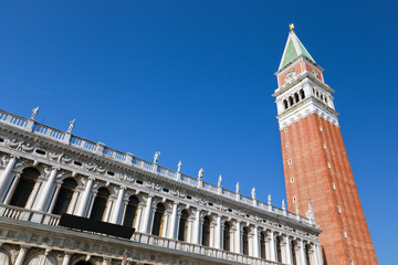 Fototapeta na wymiar St Marks Campanile, the bell tower. Venice, Italy.