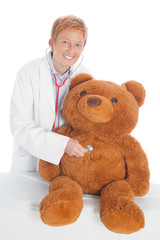 female doctor with teddy